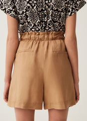 High-rise shorts in linen and viscose