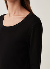 Cotton T-shirt with three-quarter sleeves