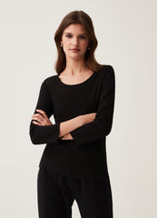 Cotton T-shirt with three-quarter sleeves