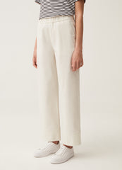 Wide-leg trousers in stretch cotton