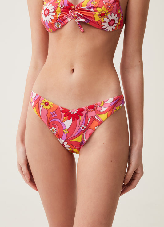 Low-rise bikini briefs with floral print