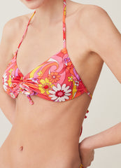 Bandeau bikini top with floral print