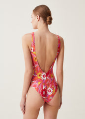 One-piece swimsuit with floral print