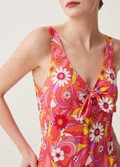 One-piece swimsuit with floral print