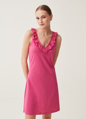 V-neck nightdress with frills