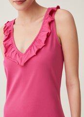 V-neck nightdress with frills