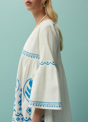 Beach cover-up dress with ethnic embroidery