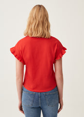 T-shirt with kimono sleeves and frills