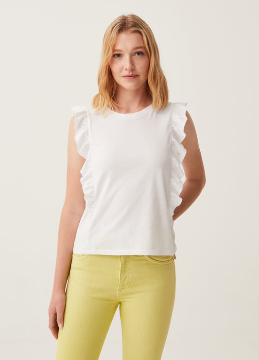 Cotton tank top with frills