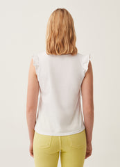 Cotton tank top with frills