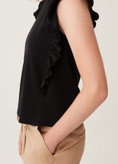 Cotton tank top with frills