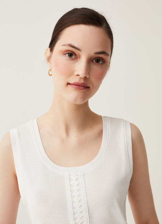 Tank top with openwork insert