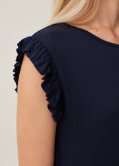 Sleeveless T-shirt with frills