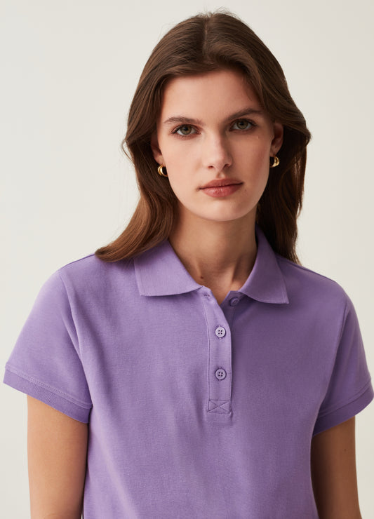 Solid colour cotton polo shirt