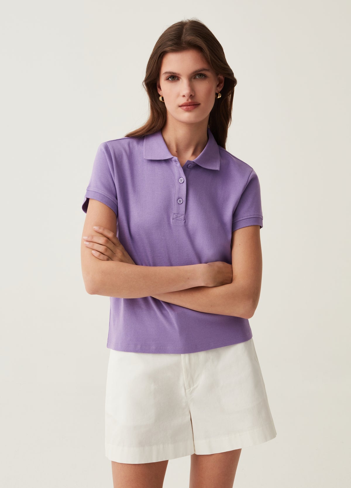 Solid colour cotton polo shirt