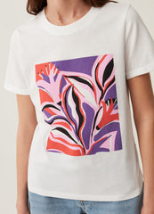 T-shirt in cotton with foliage print