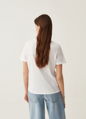 T-shirt in cotton with foliage print