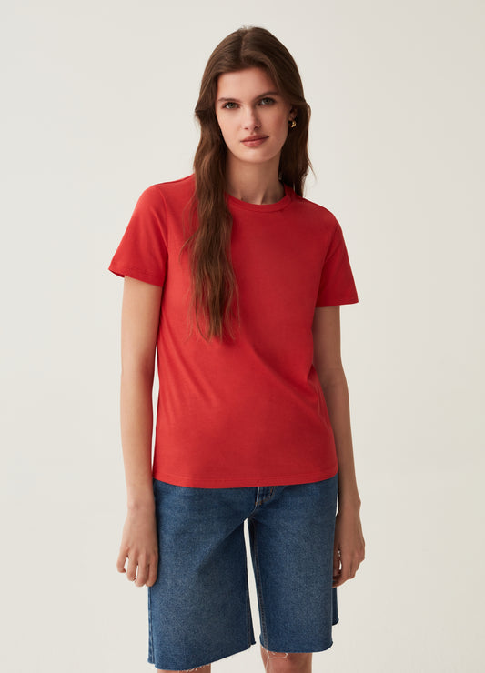 Cotton T-shirt with round neck