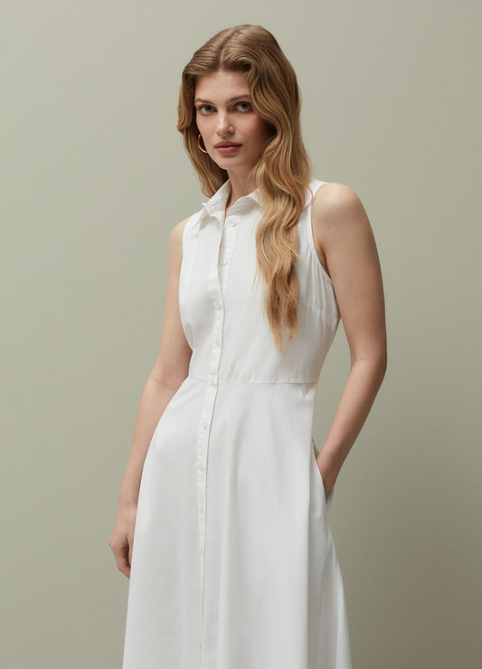 Sleeveless cotton shirt dress