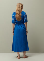 Midi dress with ethnic embroidery