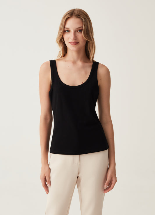 Tank top in stretch cotton.