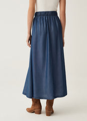 Long skirt with denim effect