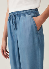 Denim-effect joggers with drawstring