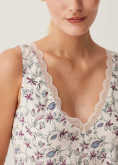 Floral pyjama top with lace