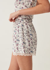 Floral pyjama shorts with lace