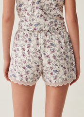 Floral pyjama shorts with lace