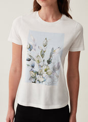 T-shirt with foliage foil print