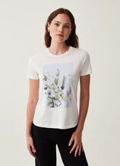 T-shirt with foliage foil print