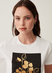 T-shirt with foliage foil print