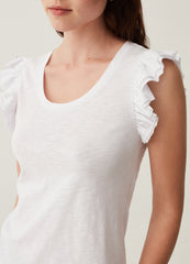 Tank top in slub cotton with flounce