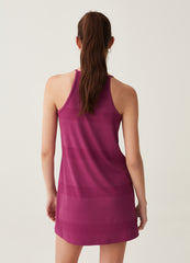 Short stretch dress with flat ribbing