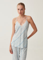 Striped pyjama top with V neck