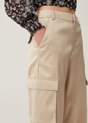 Cargo trousers in satin