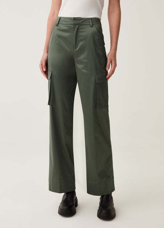 Cargo trousers in satin