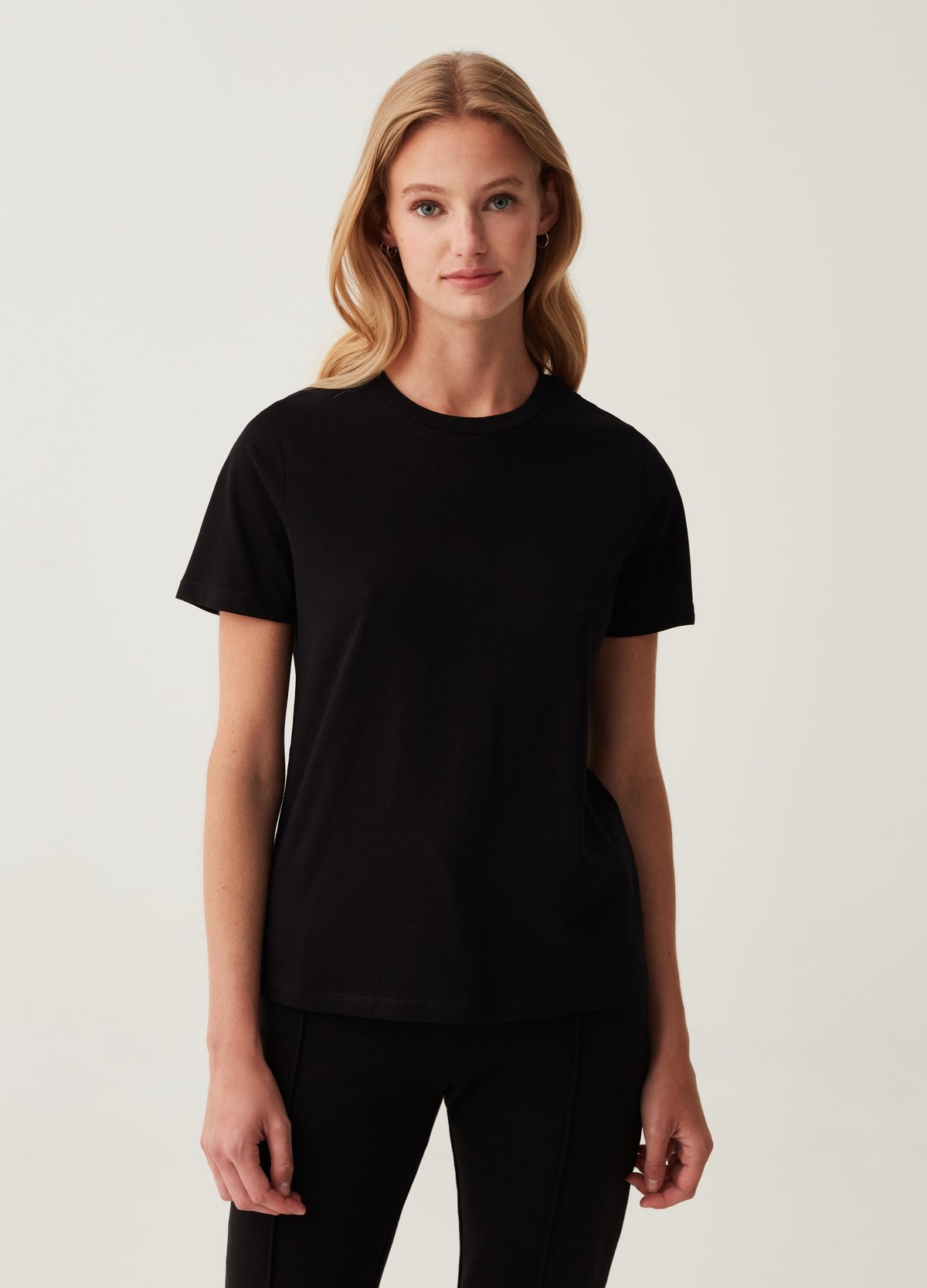 Cotton T-shirt with round neck