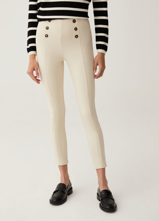 Cropped leggings with buttons