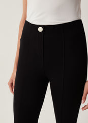 Stretch leggings with button