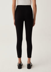 Stretch leggings with button