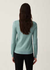 Solid colour cardigan with round neck