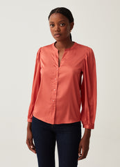 Satin shirt with mandarin collar