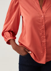 Satin shirt with mandarin collar