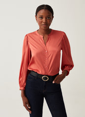 Satin shirt with mandarin collar