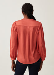 Satin shirt with mandarin collar