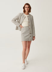 Tweed miniskirt with buttons