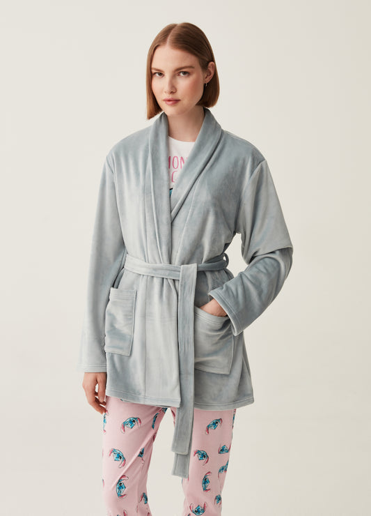 Short dressing gown in velour