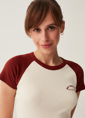 Ribbed T-shirt with raglan sleeves